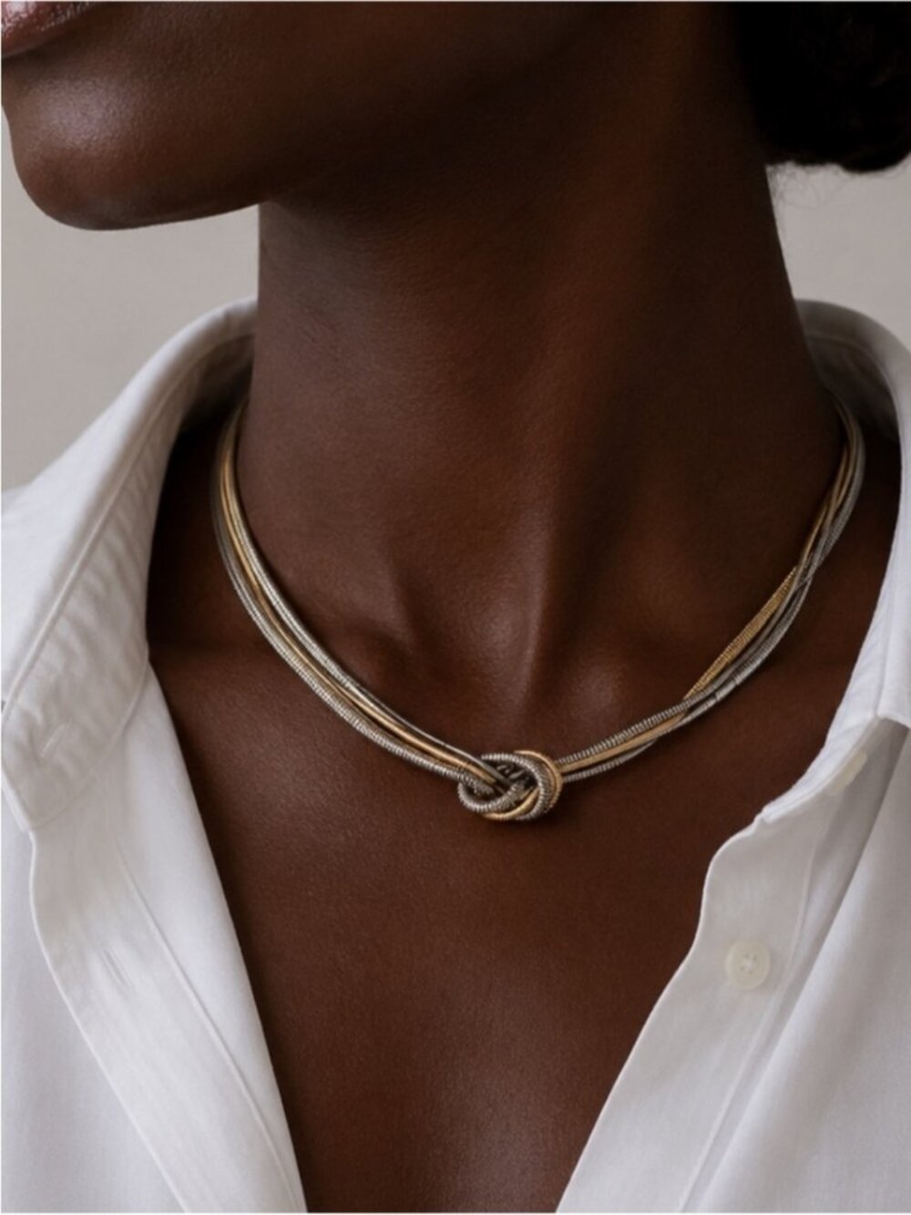 New! Gold Mixed Metal Knot Necklace NWOT (2005)